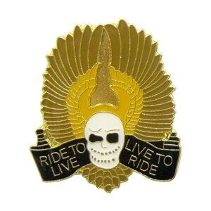 Ride to Live Biker Enamel Pin - Skull Wings - Motorcycle Punk Apparel Gift NWT